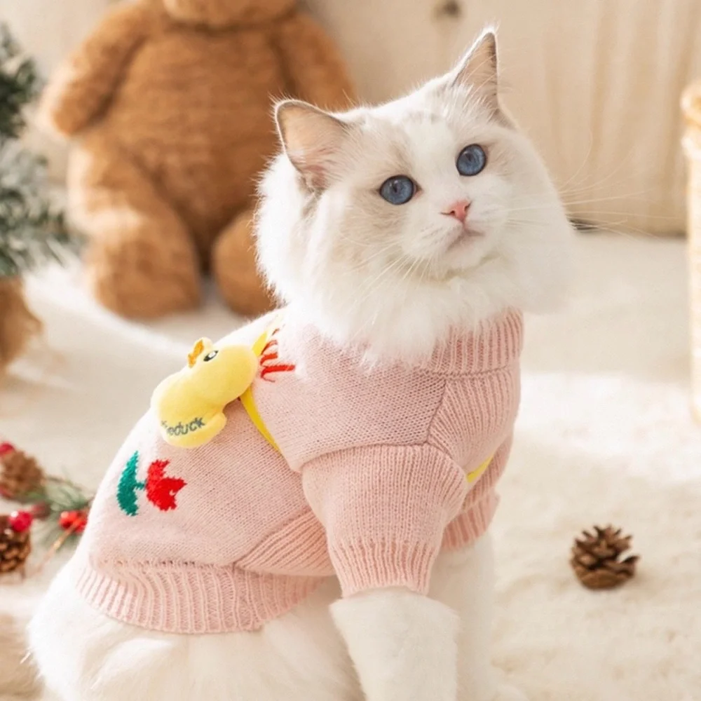 Cute Pink Pet Sweater with Duck Design